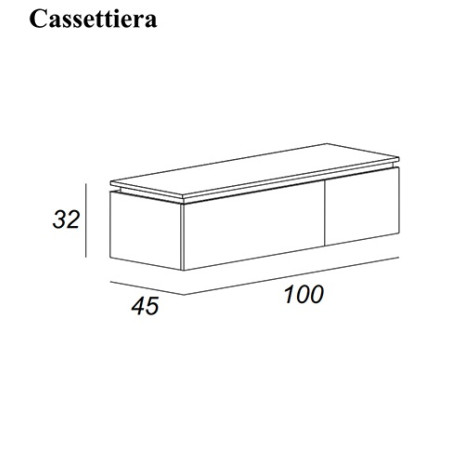 Mobile bagno sospeso Avril bianco, cm 100, con lavabo in resina e cassettiera