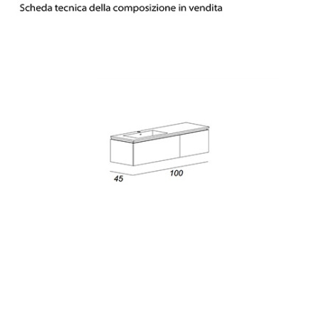 Mobile bagno sospeso Avril bianco, cm 100, base con lavabo in resina