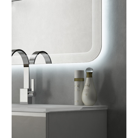 Specchiera specchio bagno filo lucido, retroilluminato a led, accensione con sensore touch, misura cm.90x74