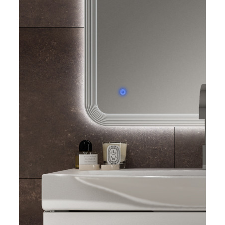 Specchiera specchio bagno filo lucido, retroilluminato a led, accensione con sensore touch, misura cm.90x74