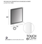 Specchiera specchio bagno filo lucido, retroilluminato a led, accensione con sensore touch, misura cm.90x74