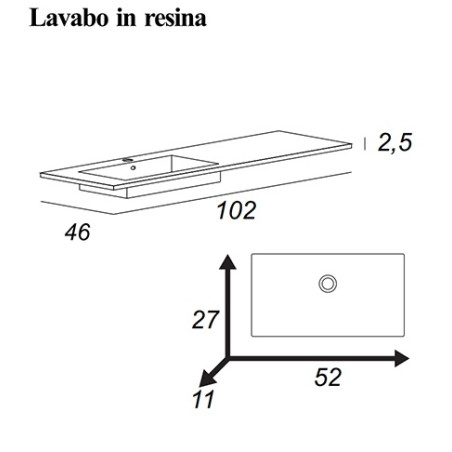 Mobile bagno sospeso Avril grigio talpa, cm 100, lavabo, cassettiera e specchio