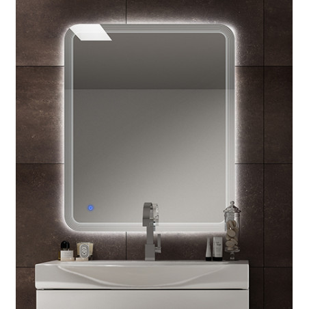 Specchiera specchio bagno filo lucido, retroilluminato a led, accensione con sensore touch, misura cm.90x74
