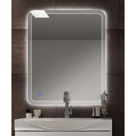 Specchiera specchio bagno filo lucido, retroilluminato a led, accensione con sensore touch, misura cm.90x74