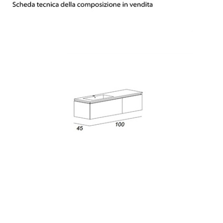 Mobile bagno sospeso Avril grigio talpa, cm 100, base con lavabo in resina