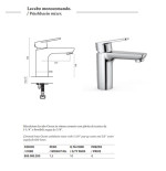 Rubinetto miscelatore monoforo bagno lavabo OCEAN con piletta, cromo