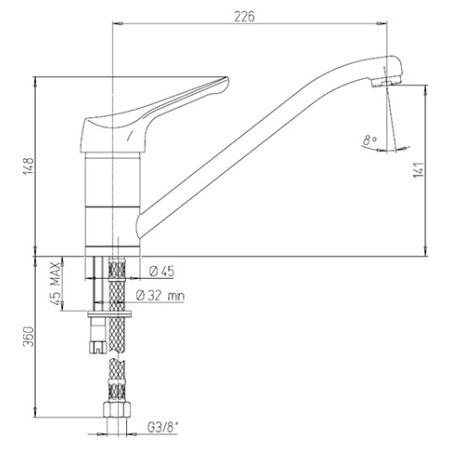 Rubinetto miscelatore monocomando lavello cromo canna bassa