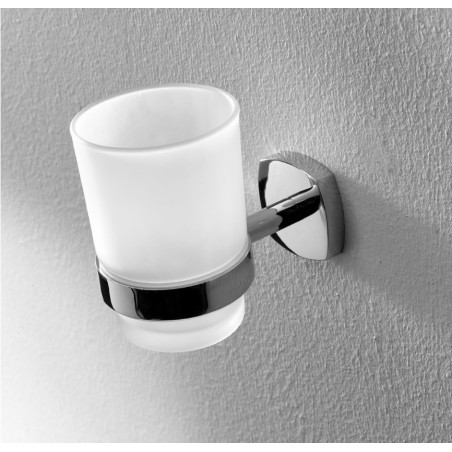 Set accessori bagno, in acciaio cromato e vetro satinato Trend serie completa Ares, pezzi 7