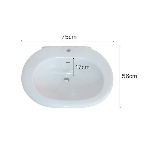 Lavabo lavandino con colonna sanitari bagno Pozzi Ginori, cm.75x56xh80, bianco