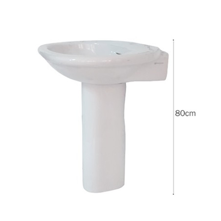 Lavabo lavandino con colonna sanitari bagno Pozzi Ginori, cm.75x56xh80, bianco