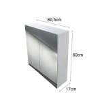 Specchiera contenitore 2 ante vetro, cm.60,5x60, con difetti ai bordi dei vetri