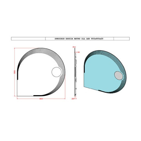Specchio specchiera da bagno a illuminazione led 90x90 cm con ingranditore