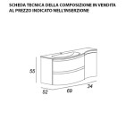 Mobile bagno sospeso Vague bianco, cm 104, solo base con lavabo in vetro bianco