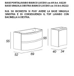 Mobile bagno sospeso Vague bianco, cm 104, solo base con lavabo in vetro bianco