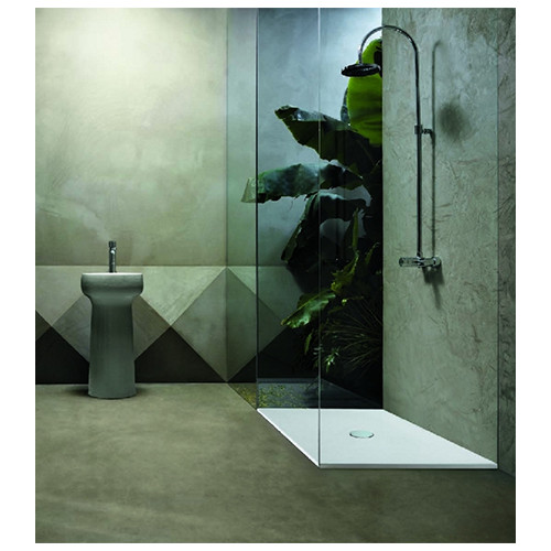 Piatto doccia 80x120 rettangolare ceramica bianca Uniko Azzurra piletta bianca