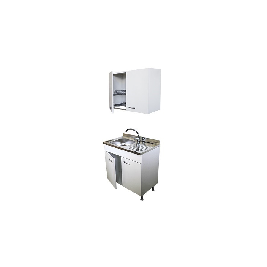 Mobile cucina bianco cm 80 con lavello e pensile colapiatti