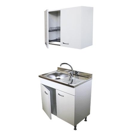 Mobile cucina bianco cm 80 con lavello e pensile colapiatti