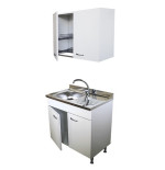 Mobile cucina bianco cm 80 con lavello e pensile colapiatti