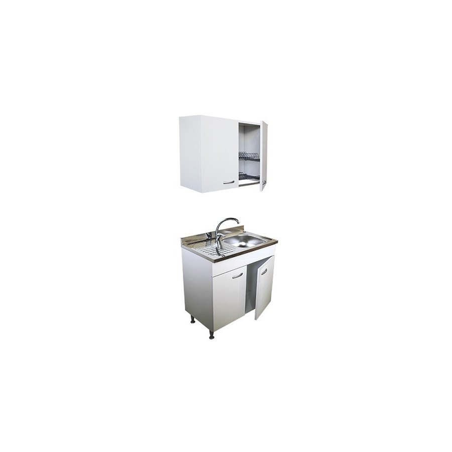 Mobile cucina bianco cm 80 con lavello e pensile colapiatti