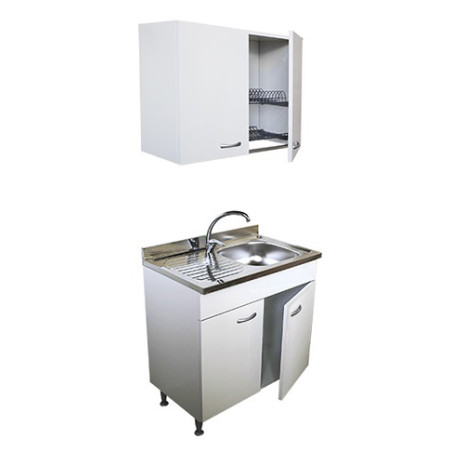 Mobile cucina bianco cm 80 con lavello e pensile colapiatti