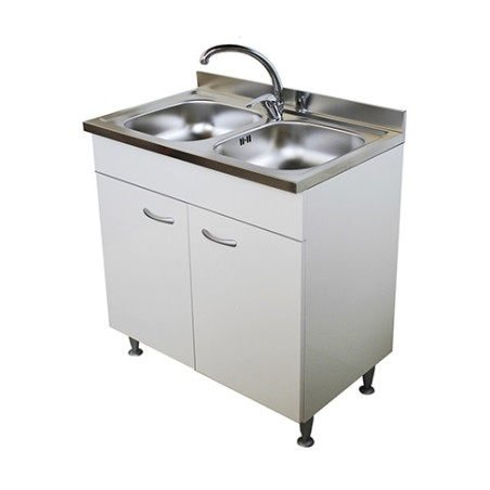 Mobile cucina bianco cm 80 con lavello 2 vasche e colapiatti