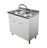 Mobile cucina bianco cm 80 con lavello 2 vasche e colapiatti