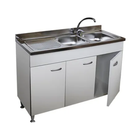 Mobile cucina 3 ante bianco cm.120 completo di lavello inox
