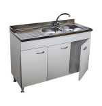 Mobile cucina 3 ante bianco cm.120 completo di lavello inox