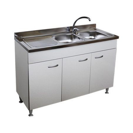 Mobile cucina 3 ante bianco cm.120 completo di lavello inox