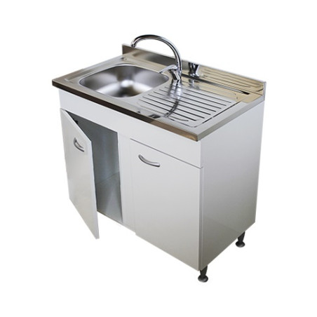 Mobile cucina bianco cm 80 2 ante con lavello vasca a sinistra