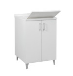 Mobile lavatoio in legno,cm.60x50x87, in kit, 2 ante,vasca e asse lavapanni