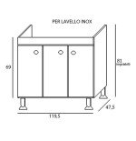 Sottolavello rovere cucina 3 ante cm 120 completo di lavello