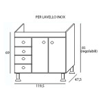 Mobile cucina 2 ante con cassetti a sx bianco senza lavello