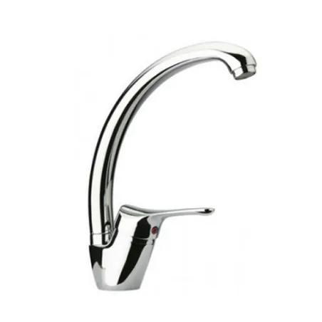 Rubinetto miscelatore monocomando lavello cromo collo alto