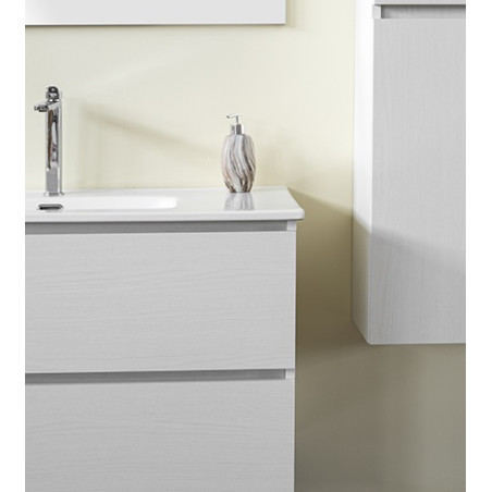 Mobile Bagno 100 cm Frassino Moire con Lavabo, Specchio e Colonna