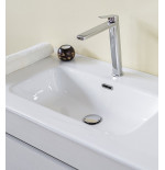 Mobile bagno sospeso frassino moire, 80cm, base con lavabo, specchio e colonna