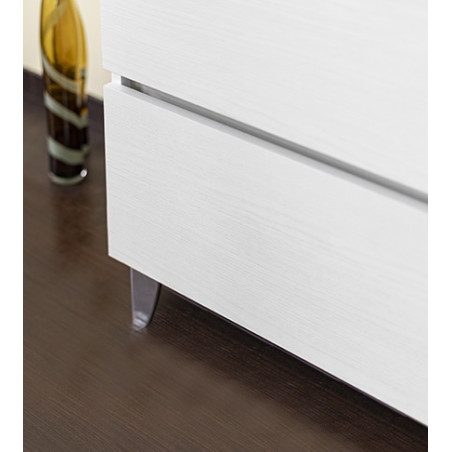 Mobile bagno sospeso frassino moire, 100cm, base con lavabo, specchio e colonna
