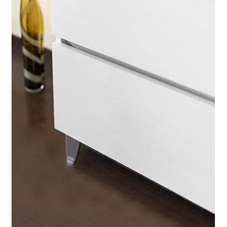 Mobile bagno sospeso frassino moire, 100cm, base con lavabo, specchio e colonna